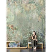 美式手绘油画花草墙布法式客厅电视背景墙纸壁画无缝沙发壁纸壁布