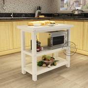 全实木厨房切菜桌子料理台简易多功能储物小长桌家用置物松木餐桌