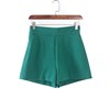 香蕉系列 夏季女装库存折扣深绿色侧边拉链短裤Y4697B