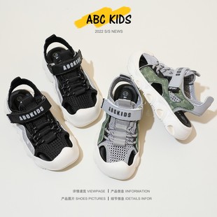 abckids儿童凉鞋2024夏季男童包头沙滩鞋魔术贴防滑运动鞋子