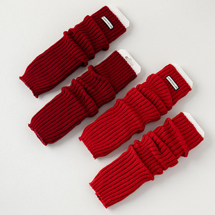 红色袜套秋冬堆堆袜针织加厚时尚日系配雪地靴显瘦保暖长筒