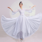 古典舞白色纱衣舞蹈服中国风演出服渐变绣花大摆裙练功服装飘逸女