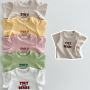 宝宝短袖t恤夏季薄款婴儿字母，上衣韩版男女儿童半袖百搭打底衫潮