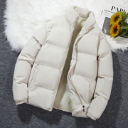 立领棉衣男2023冬季保暖外套大码宽松美式简约纯色面包棉服潮