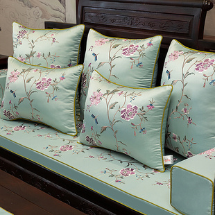 中式古典红木沙发坐垫加厚海绵，靠背椅垫罗汉，床垫绣花垫五件套