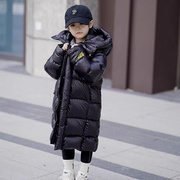 女童超长款羽绒服儿童男童过膝鸭绒服韩版洋气外套加厚保暖装