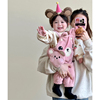 23冬装韩版婴幼儿可爱小熊毛绒背带连体裤女宝宝加绒保暖2件套装