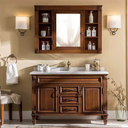 美式浴室柜组合实木落地式洗手台卫生间，洗漱台橡木，洗脸洗面池卫浴