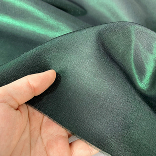 琉璃丝麻高品质幻色宝石绿光泽细腻垂感亚麻时装面料连衣裙布料