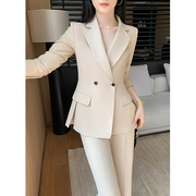 米色休闲西装套装女春秋高级感英伦风职业正装气质时尚西服两件套