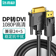 达而稳dp转dvi转接头，母显示器转接线displayport显卡dpdvi连接线