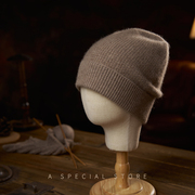 秋冬100%纯山羊绒帽子男女，通用英伦时尚保暖护耳，包头帽(包头帽)毛线针织帽