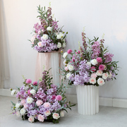 婚庆布置花路引花球折叠柱花迎宾布景套装花艺紫色婚礼花排