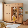 林氏木业儿童衣柜实木，家居卧室衣橱书柜一体家用收纳储物组合柜子