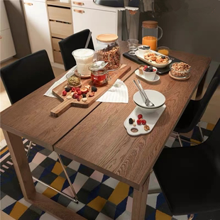 北欧实木餐桌现代简约长方形，餐台莫比家用白蜡，木大书桌原木恩长桌