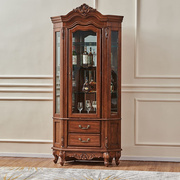 美式复古角柜酒柜玻璃门实木，储物柜三角柜，六边形靠墙柜展示柜