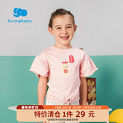 1件29元丽婴房童装婴幼儿女童短袖T恤纯棉夏宝宝荷叶袖上衣