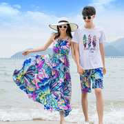 情侣装沙滩女夏2023男套装海边旅游渡假民族风显瘦连衣裙子仙