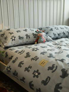 a类双层纱卡通儿童卧室，100全棉纯棉床上用品，四件套1.8米床单双人
