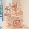 小仙女可爱蛋糕装饰粉色系贝拉小公主女孩周岁蝴蝶甜品台插件h