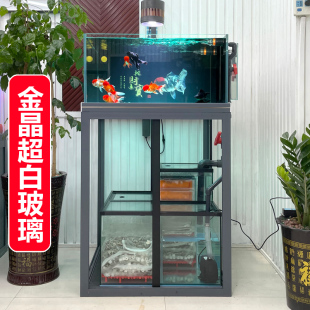 兰寿超白鱼缸家用客厅靠墙底滤缸全套懒人水族箱高档玻璃鱼缸