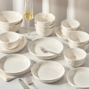 纯白釉下彩餐具碗碟套装家用2024高级感浮雕餐具碗盘乔迁碗筷