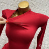 韩国东大门女一直想要的红色，!显身材紧身常规，长袖t恤打底衫秋冬