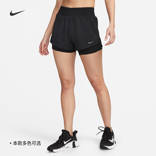 Nike耐克ONE女速干中腰二合一短裤夏季柔软运动裤DX6013