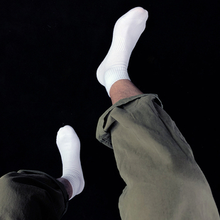 5双短袜男士袜子中筒袜春秋季纯棉运动防臭吸汗短筒袜女白色ins潮