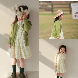 中大童女装秋季套装女童小香风外套连衣裙，洋气两件套韩系裙子开衫