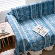 新中式复古牛仔蓝色扎染，民族风全包组合沙发，盖布钢琴防尘罩巾桌布