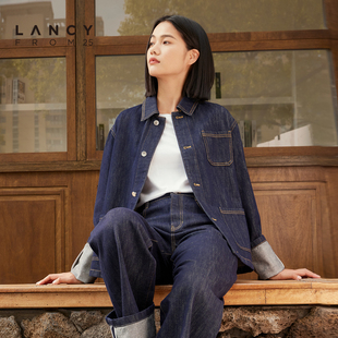 LANCY/朗姿春夏美式复古时尚牛仔女短外套经典外搭休闲上衣女