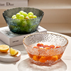 透明水晶玻璃沙拉碗水果盘，家用客厅茶几，日式大碗轻奢高级大号果盆
