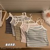韩国chic夏季带胸垫条纹吊带背心设计感条纹撞色修身短款上衣女装