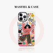 MASFIEL × 抓住快乐适用苹果15Promax手机壳14Pro磁吸支架iPhone15保护套ip13网红12创意全包11防摔女生