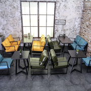 复古工业风酒吧沙发桌椅，组合简约休闲咖啡厅奶茶店双人铁艺卡座