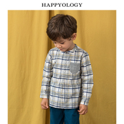 happyology英国儿童长袖衬衫，格纹男女童春季可爱上衣中小宝宝衬衣