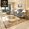 黄色奢华欧式镀金抛晶砖地面拼花地毯，客厅餐厅拼图瓷砖1.6x2.4米