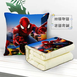 蜘蛛侠车载靠垫保暖两用二合一，午睡夏凉被用抱枕，被子被折叠多功能