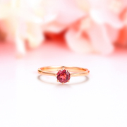 最彩珠宝巴西碧玺戒指18K玫瑰金玻璃体宝石戒指女 八爪圆形戒指