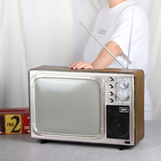 怀旧老式黑白电视机模型7080年代仿真老物件复古装饰摆件摄影道具