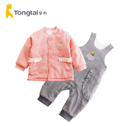 童泰秋冬5月-2岁婴幼儿男女宝宝棉衣背带裤两件外出棉服套装