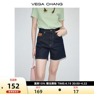 vegachang牛仔裤女2024年夏复古(夏复古)宽松显瘦直筒牛仔五分短裤子
