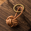 牛皮线绳编织球钥匙扣挂件创意个性简约车钥匙链圈环男女书包挂饰