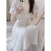 法式白色仙女连衣裙女夏季2024高级感超仙公主裙温柔风长裙子
