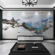 现代中式抽象水墨沙发书房客厅影视墙布定制电视背景墙壁纸壁画