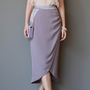 紫铃兰丨介面原创醋酸缎面半身裙女夏季白色不规则半裙