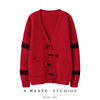 上身太显气质!大红色羊绒衫女秋冬季小熊纯羊绒，针织开衫毛衣外套