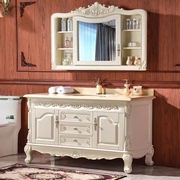 欧式浴室柜橡木洗手盆柜，组合落地仿古洗漱台实木台盆卫浴柜定制