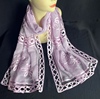 浅紫色100%桑蚕丝手工制作高端镂空丝巾女防晒披肩两用围巾